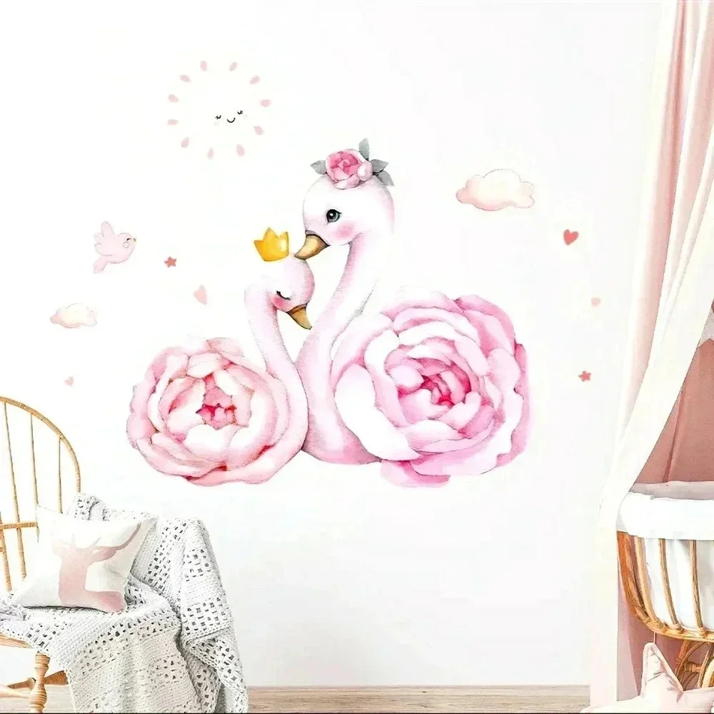 Decal Sticker Mural Pink Swan Children's Room Nursery Wall Art